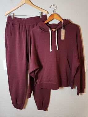 NWT Sorted Organic Cotton Set Hoodie & Jogger Sweatpants Maroon Burgundy Size XL